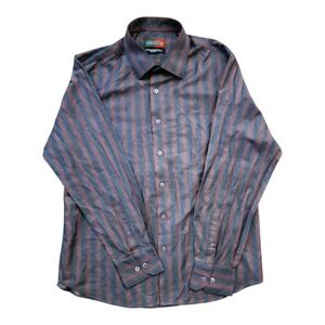 Peter England Mens Striped Button Up Long Sleeve Casual Shirt